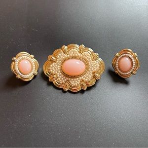 Vintage Victorian pearl brooch and earrings